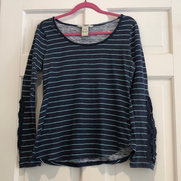 American Rag Tops - American Rag Striped Top with Lace Sleeves